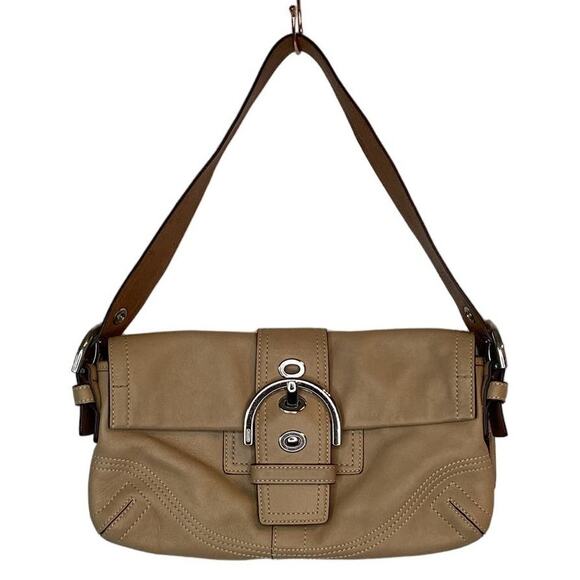 Coach Handbags - Coach Soho Small Flap Shoulder Bag Sand Silver Buckle Snap